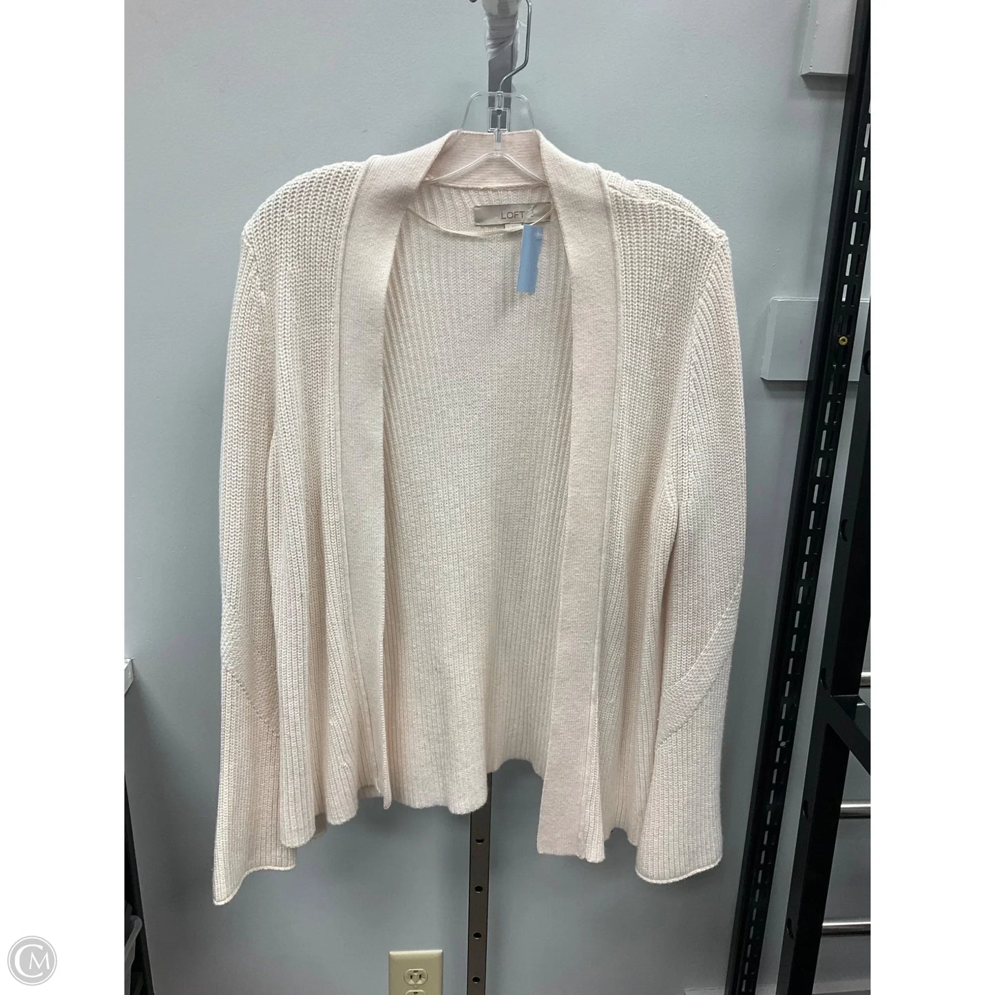 Sweater Cardigan By Loft In Cream, Size: L