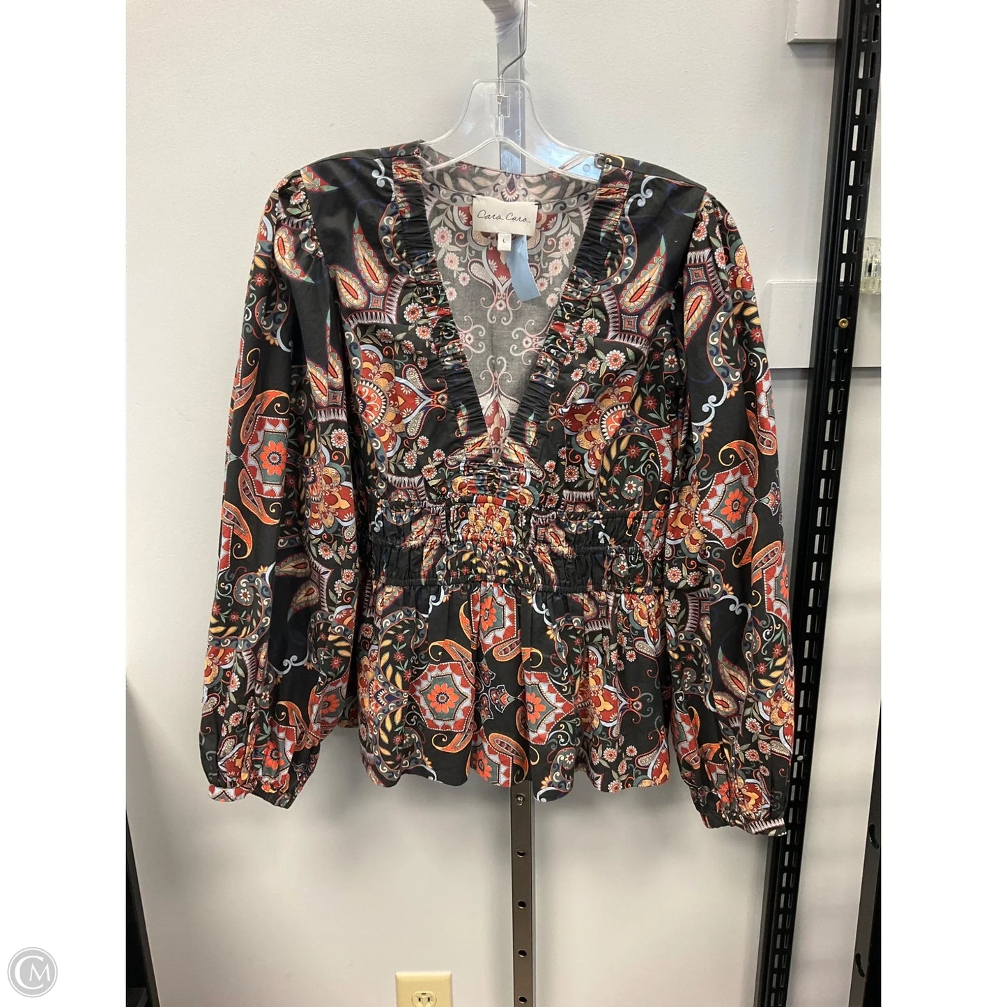 Top Long Sleeve By Cara Cara In Floral Print, Size: L