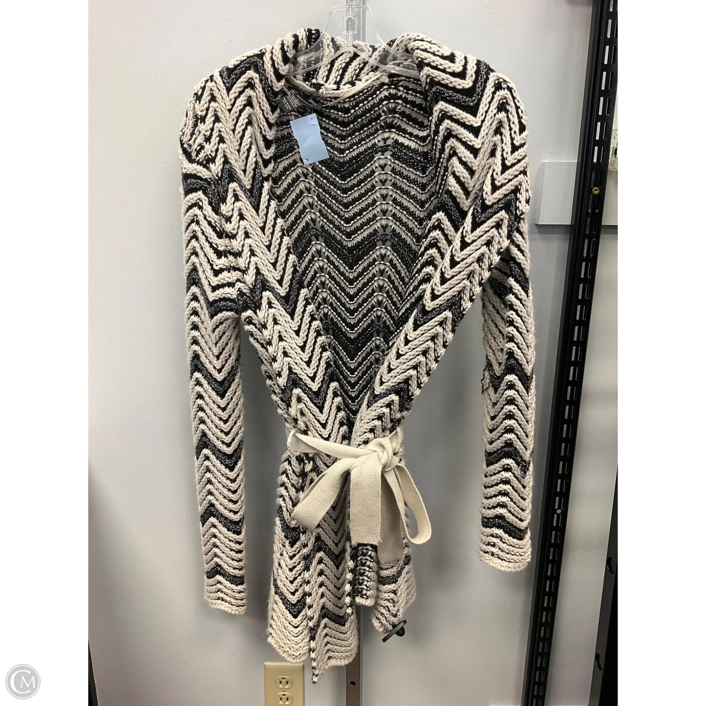 Sweater Cardigan By Inc In Black & Cream, Size: M