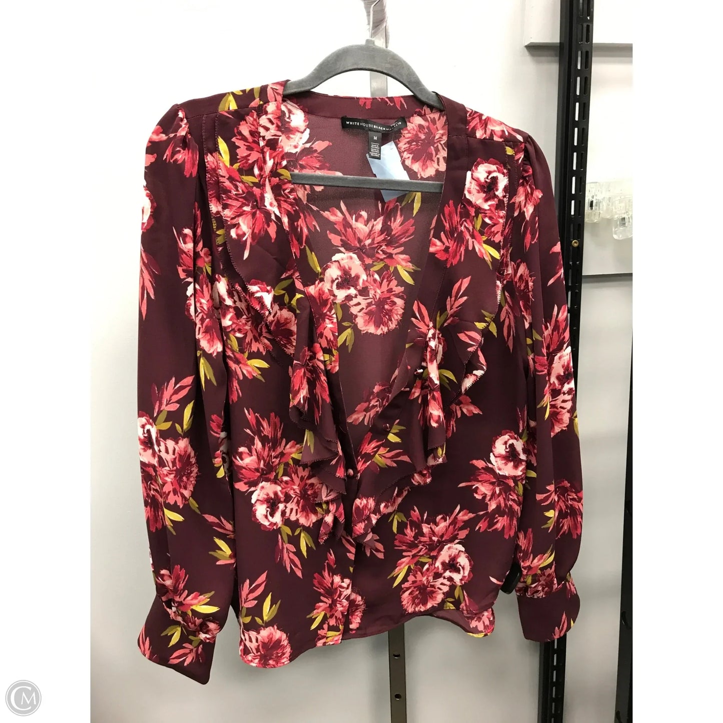Blouse Long Sleeve By White House Black Market In Floral Print, Size: M