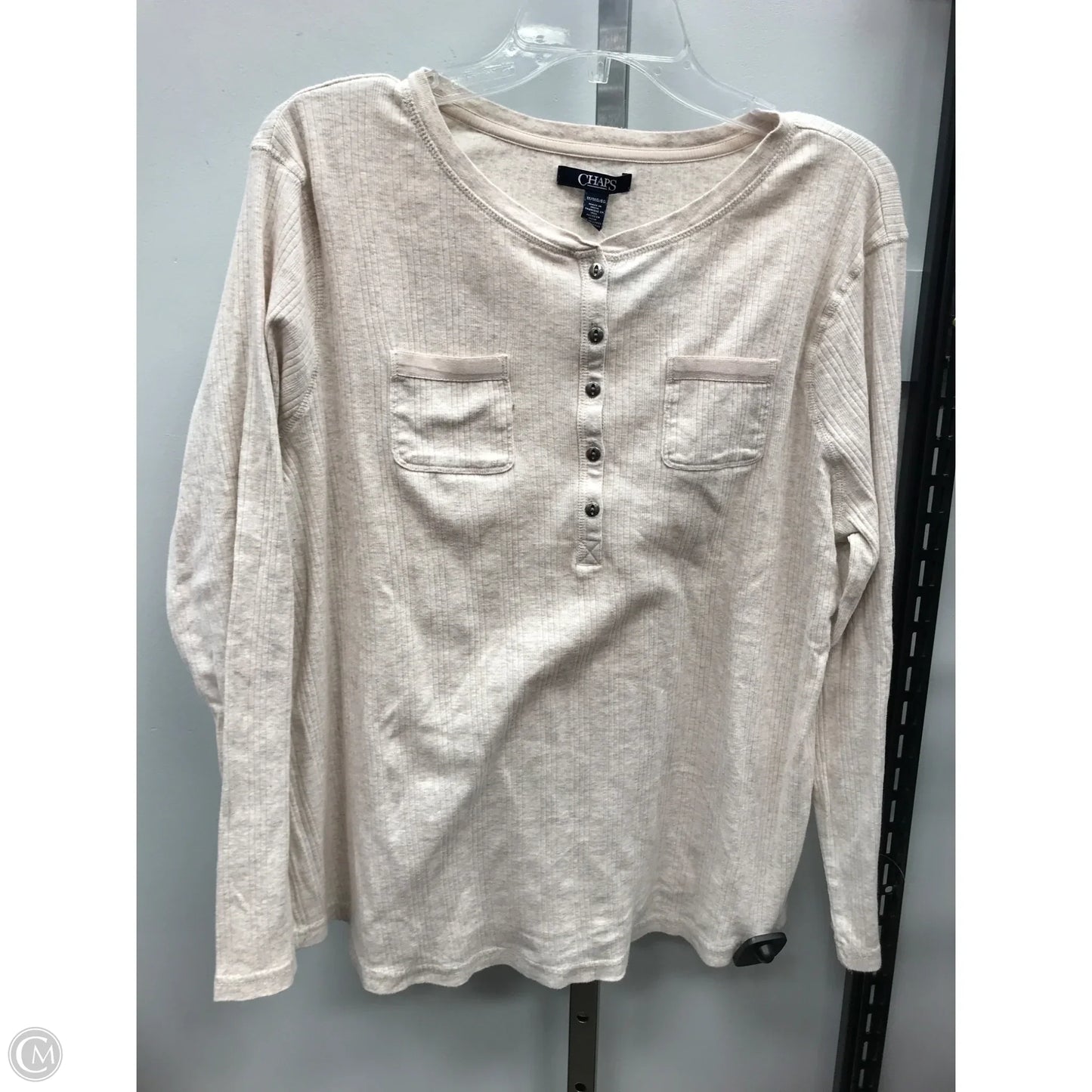 Top Long Sleeve By Chaps In Cream, Size: 1x