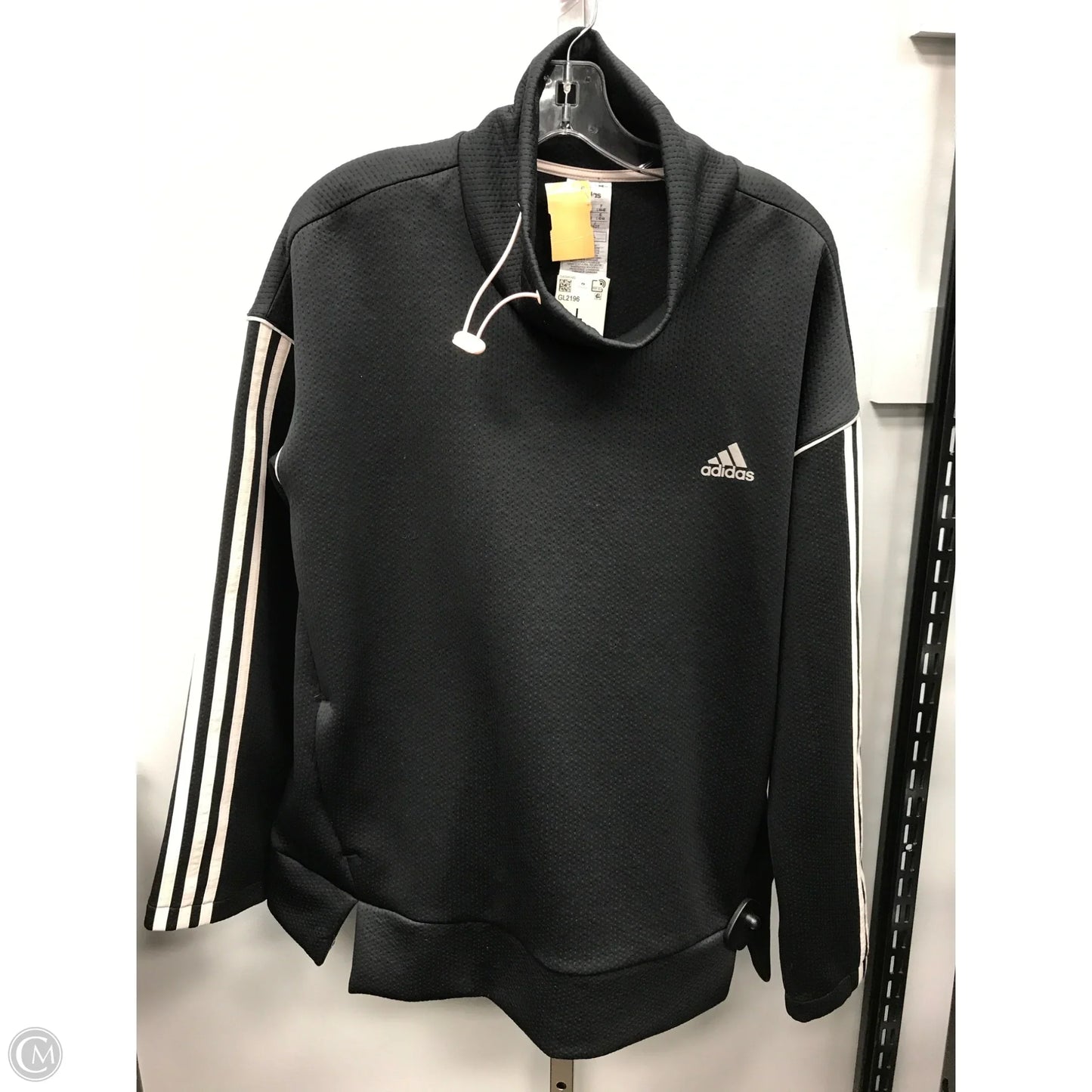 Athletic Top Long Sleeve Collar By Adidas In Black, Size: L