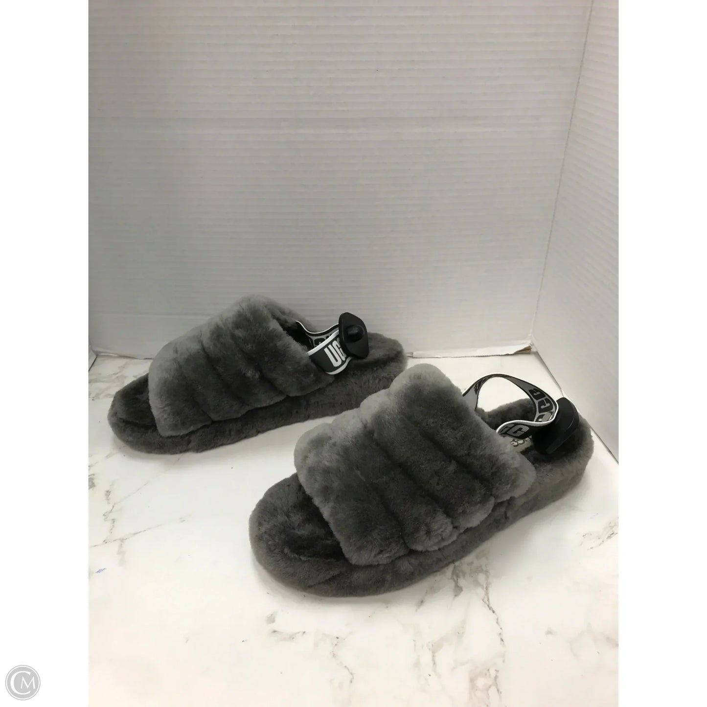 Slippers Designer By Ugg In Grey, Size: 9