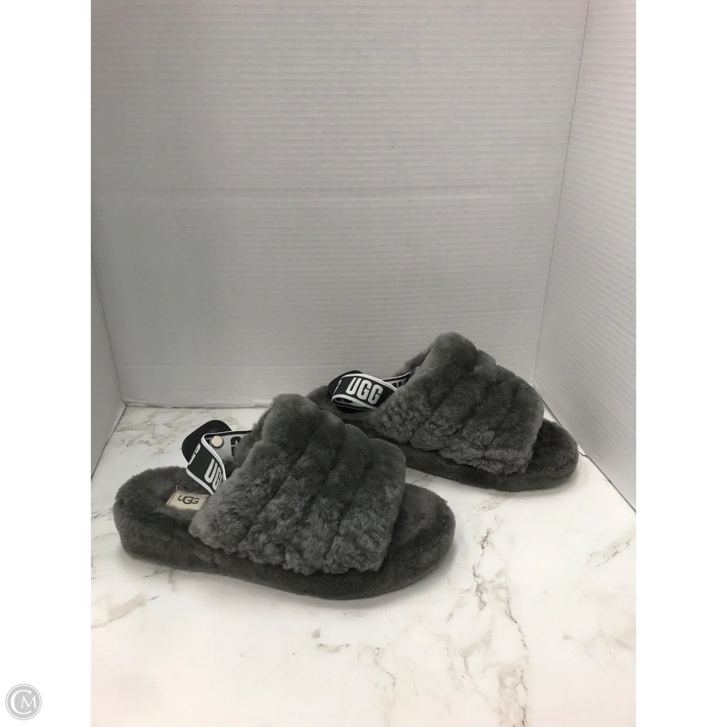 Slippers Designer By Ugg In Grey, Size: 9