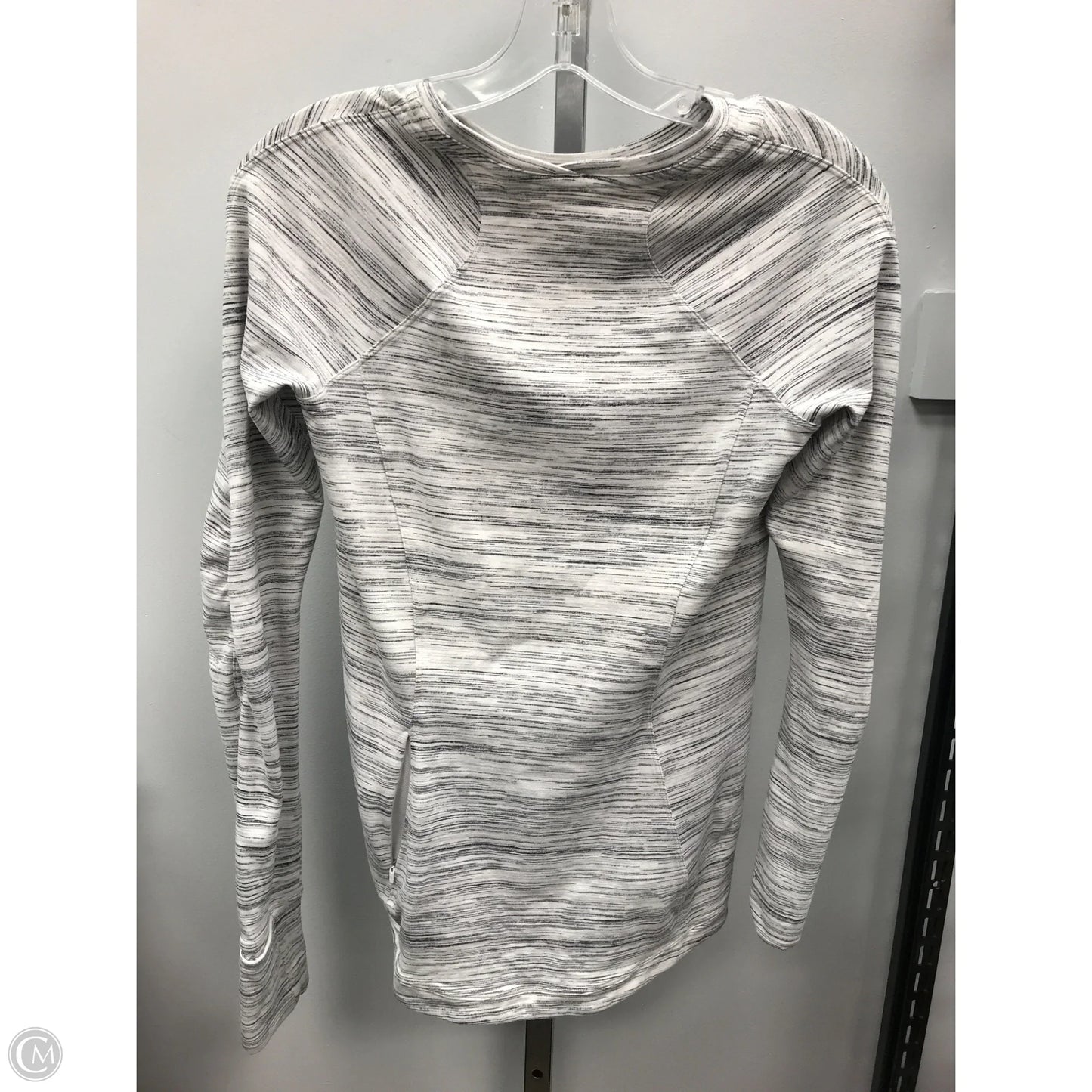 Athletic Top Long Sleeve Crewneck By Lululemon In Grey & White, Size: 8