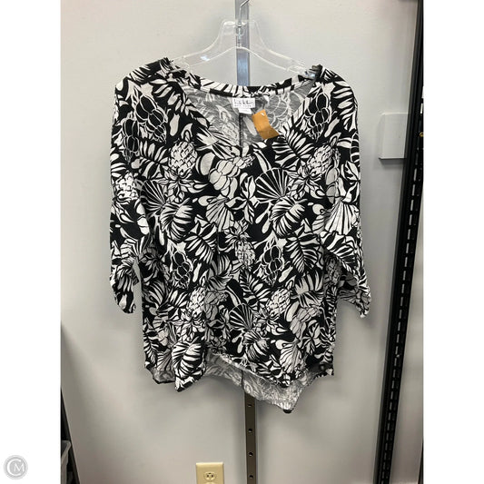 Top 3/4 Sleeve By Nicole Miller In Black & White, Size: 2x