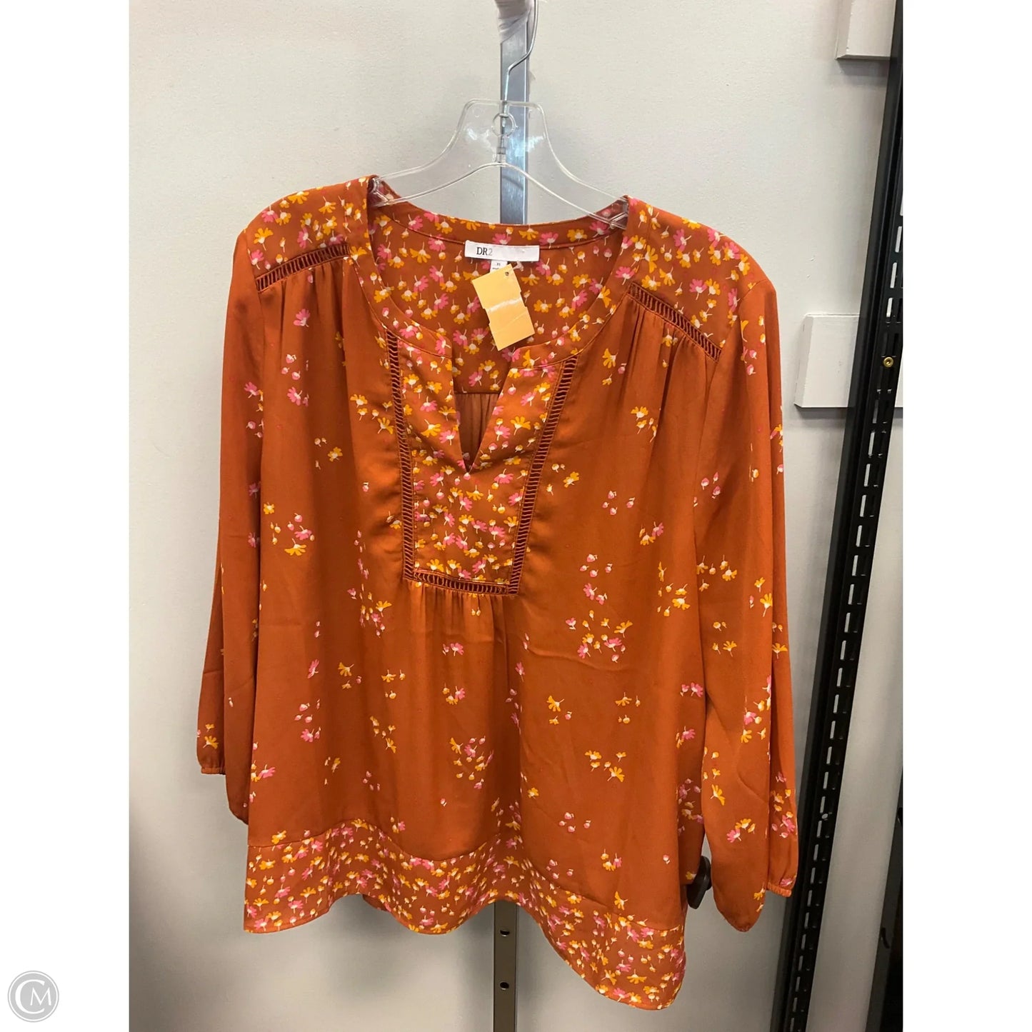 Top Long Sleeve By Dr2 In Orange, Size: Xl