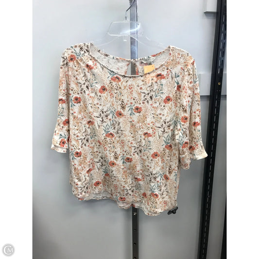 Top Short Sleeve By Lucky Brand In Floral Print, Size: M