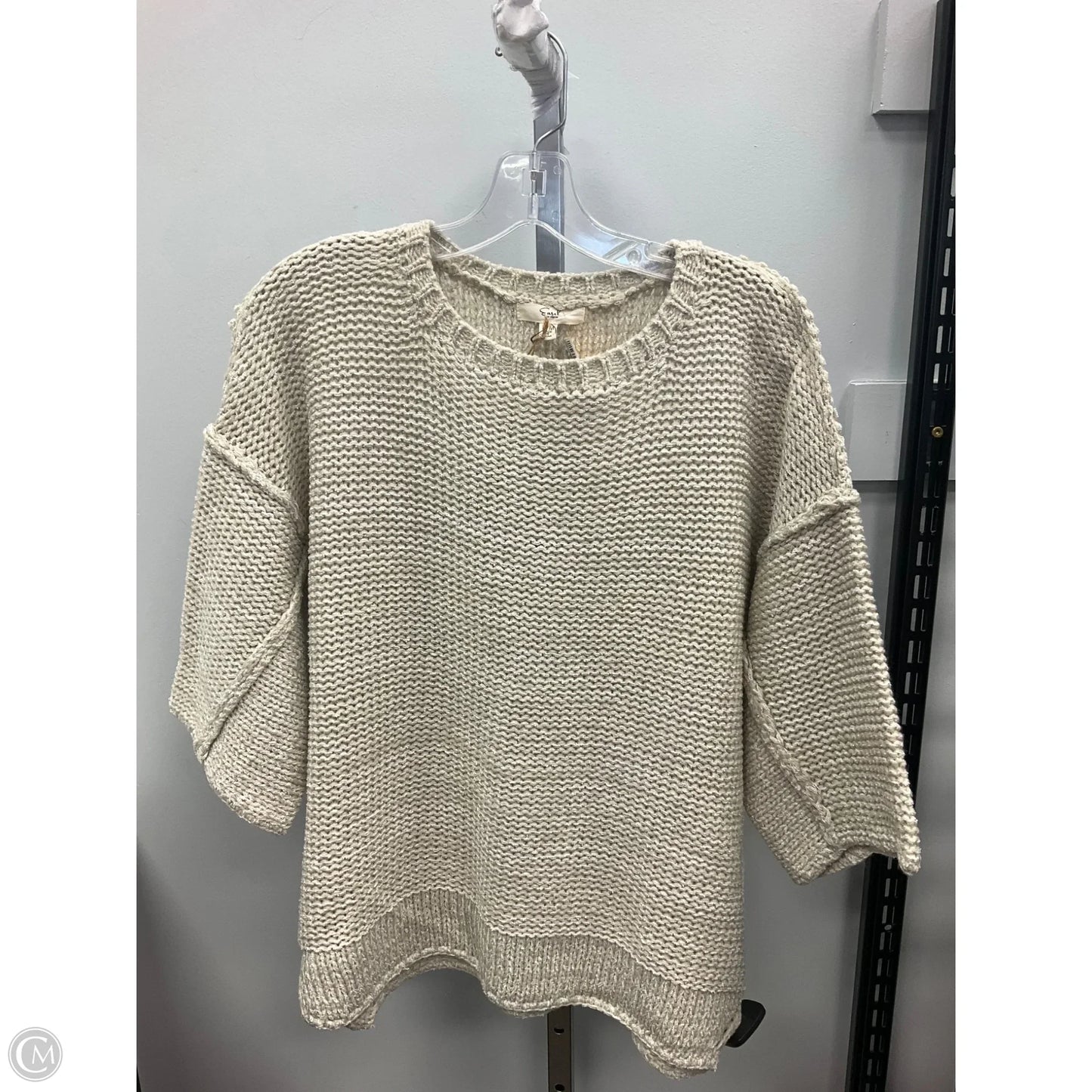 Sweater Short Sleeve By Easel In Cream, Size: S