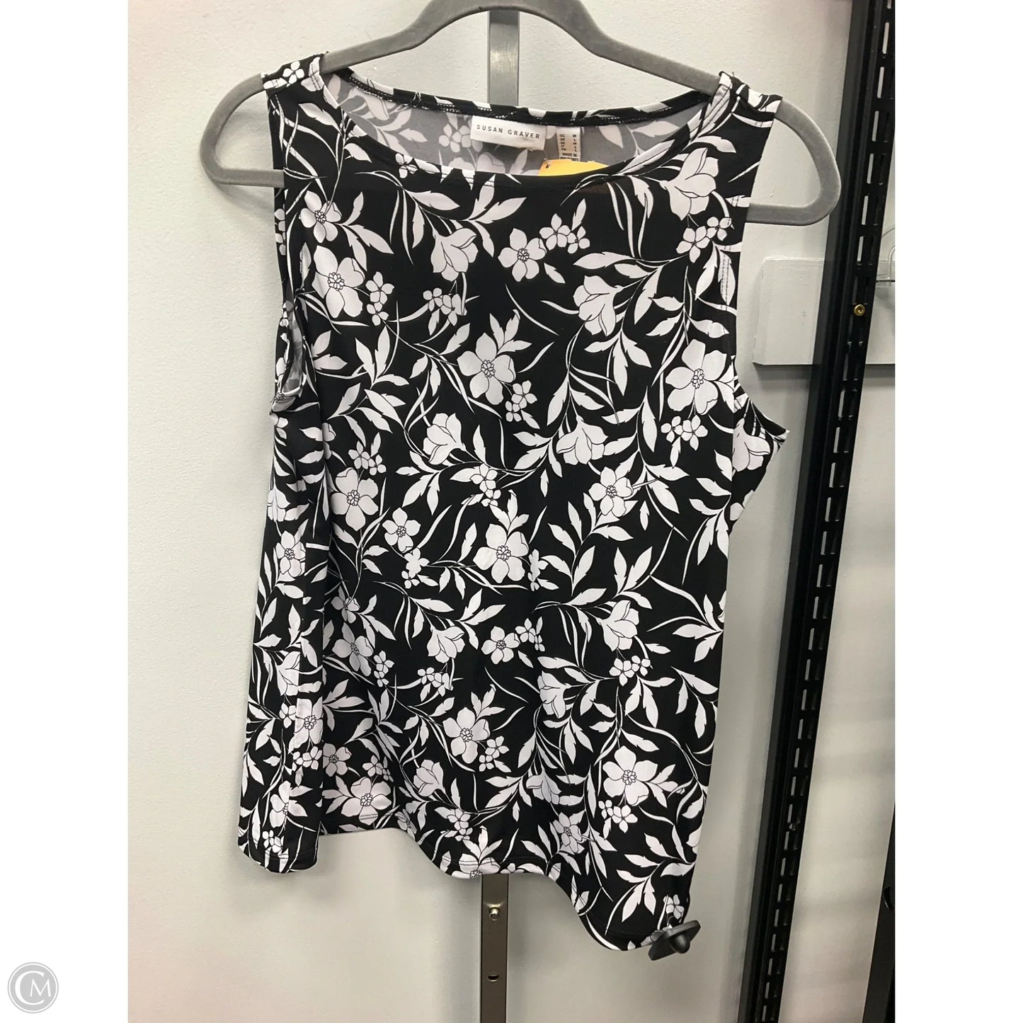 Top Sleeveless By Susan Graver In Black & White, Size: M