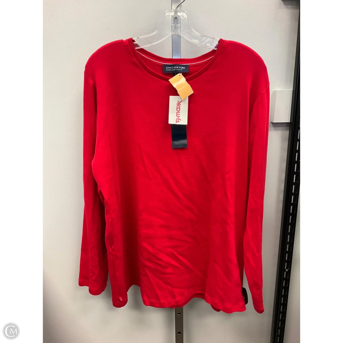 Top Long Sleeve Basic By Jones New York In Red, Size: 3x