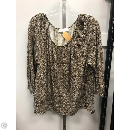 Top Long Sleeve By Michael By Michael Kors In Animal Print, Size: Xl