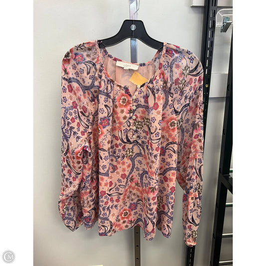 Top Long Sleeve By Loft In Multi-colored, Size: Xl