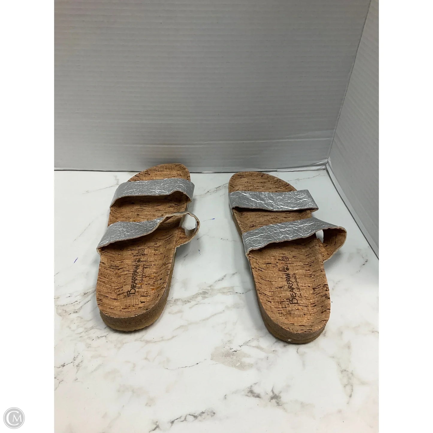 Sandals Flats By Bearpaw In Silver, Size: 10.5