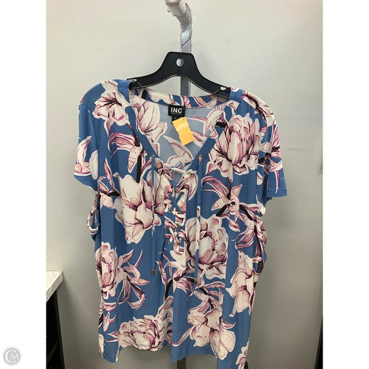Top Short Sleeve By Inc In Blue & Pink, Size: 3x