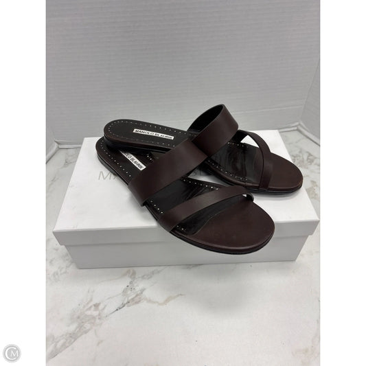 Sandals Luxury Designer By Manolo Blahnik In Brown, Size: 10