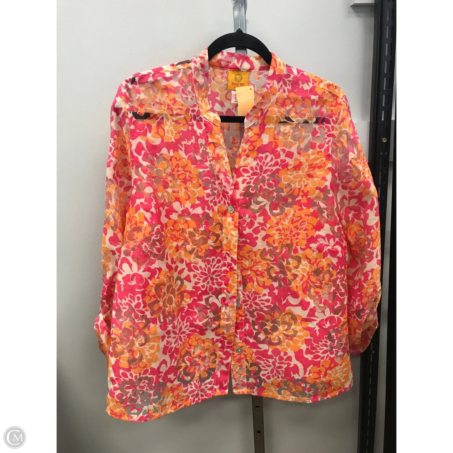 Top Long Sleeve By Ruby Rd In Orange & Pink, Size: 16