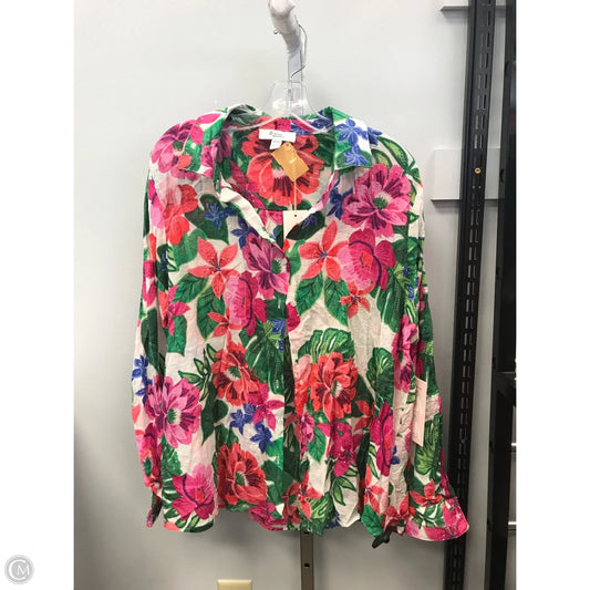 Top Long Sleeve By Cmc In Floral Print, Size: Xl