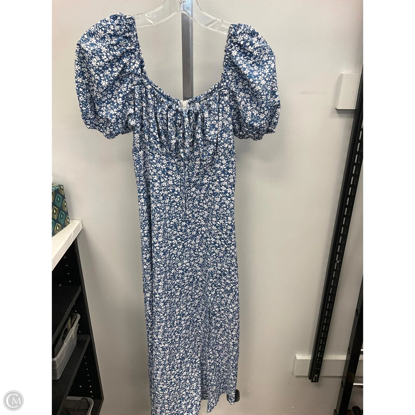 Dress Casual Midi By Cmc In Blue & White, Size: S
