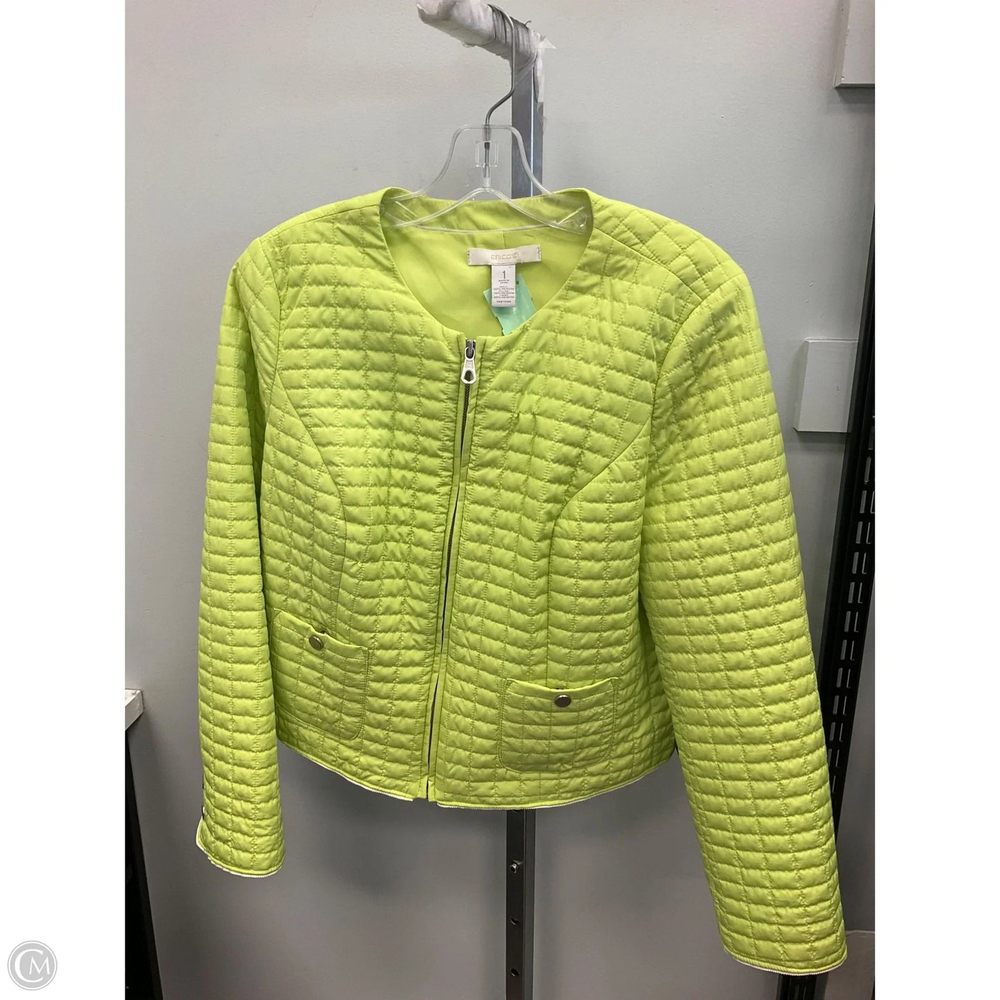 Blazer By Chicos In Chartreuse, Size: M