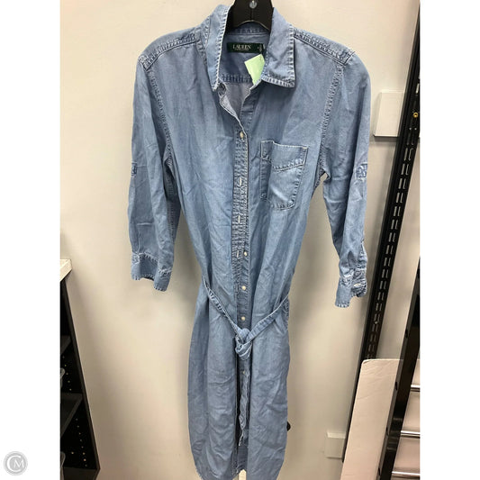 Dress Casual Midi By Lauren By Ralph Lauren In Blue Denim, Size: 8