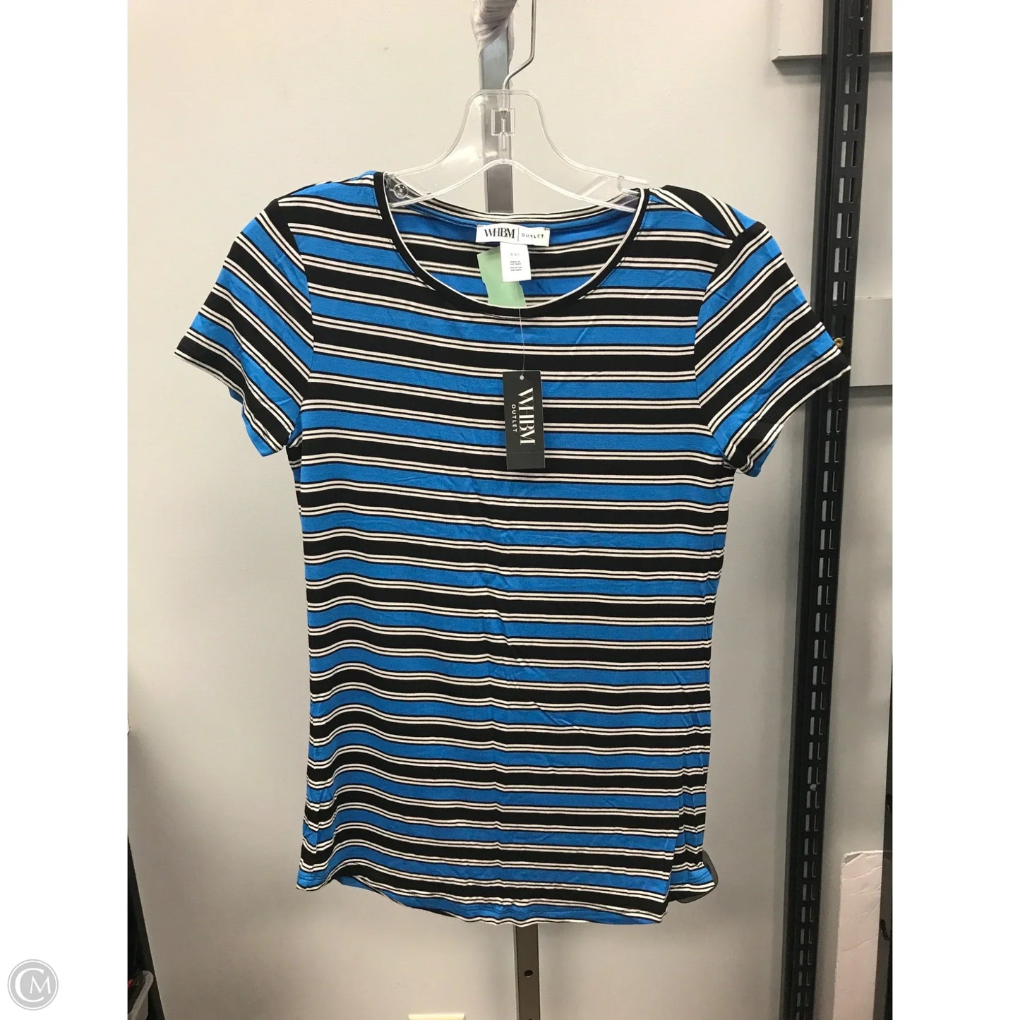 Top Short Sleeve By White House Black Market In Striped Pattern, Size: Xxs