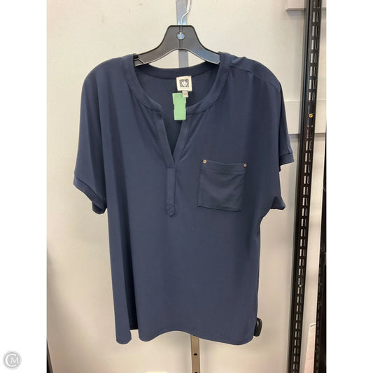 Top Short Sleeve By Anne Klein In Navy, Size: L