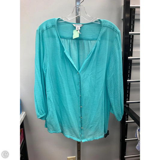 Top 3/4 Sleeve By Tommy Bahama In Aqua, Size: L