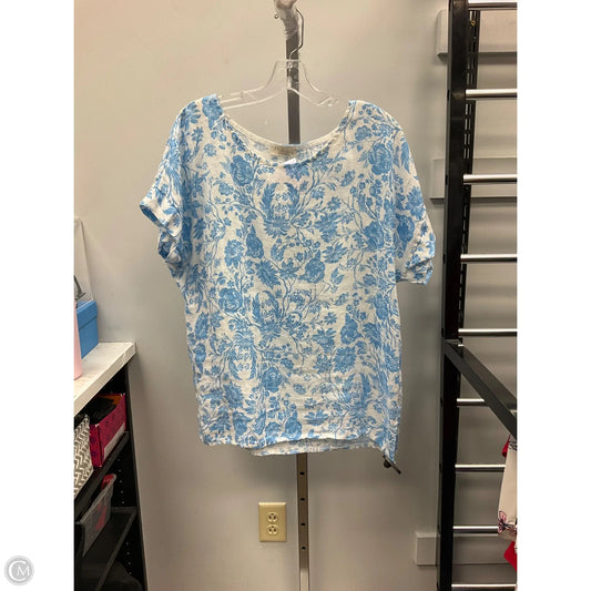Top Short Sleeve By Cmc In Blue & White, Size: L