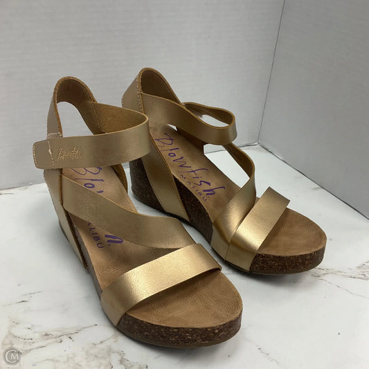Sandals Heels Wedge By Blowfish In Gold, Size: 8.5