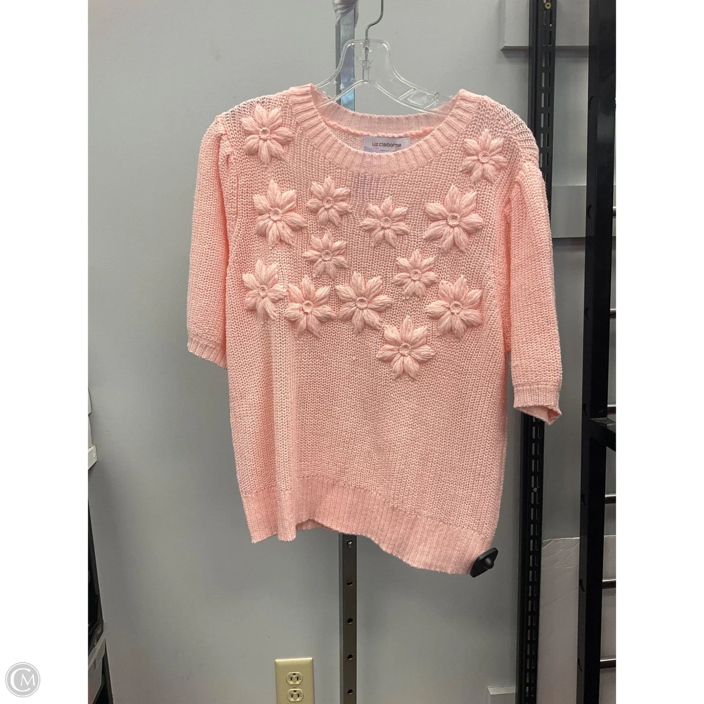 Sweater Short Sleeve By Liz Claiborne In Pink, Size: L