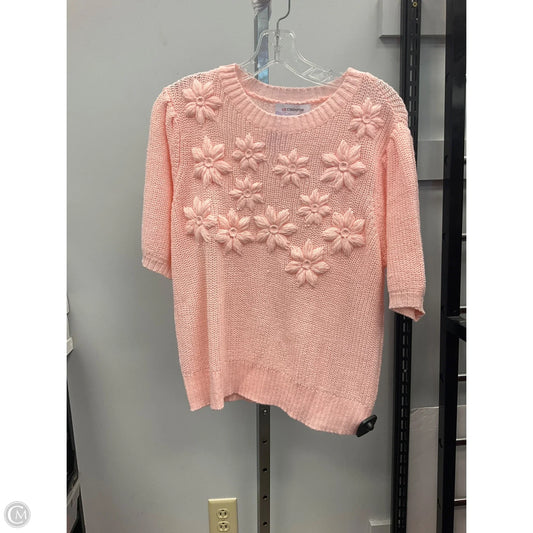 Sweater Short Sleeve By Liz Claiborne In Pink, Size: L