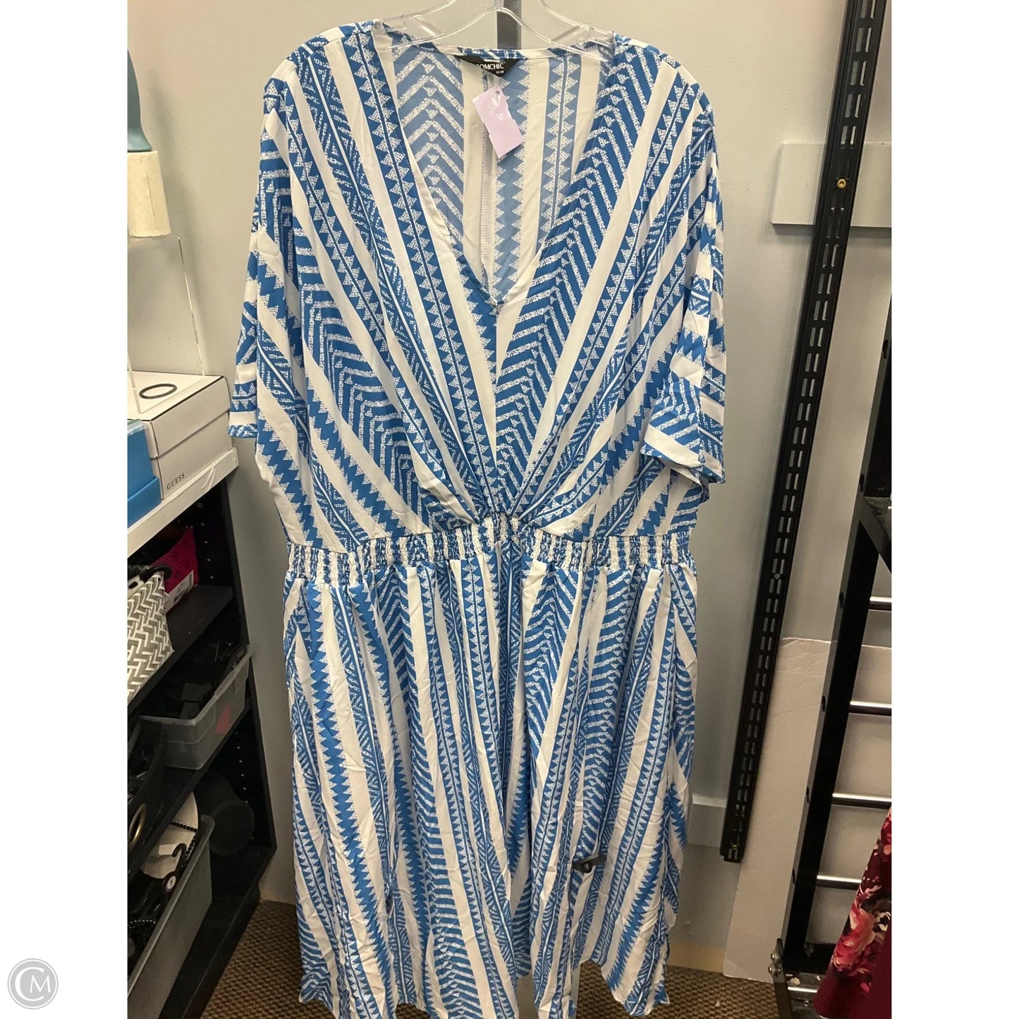 Dress Casual Midi By Bloomchic In Blue & White, Size: 3x