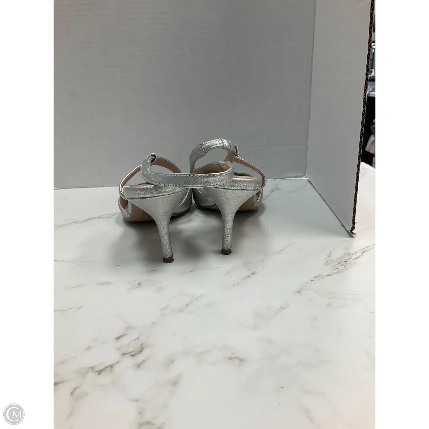 Sandals Heels Kitten By Charles David In Silver, Size: 8