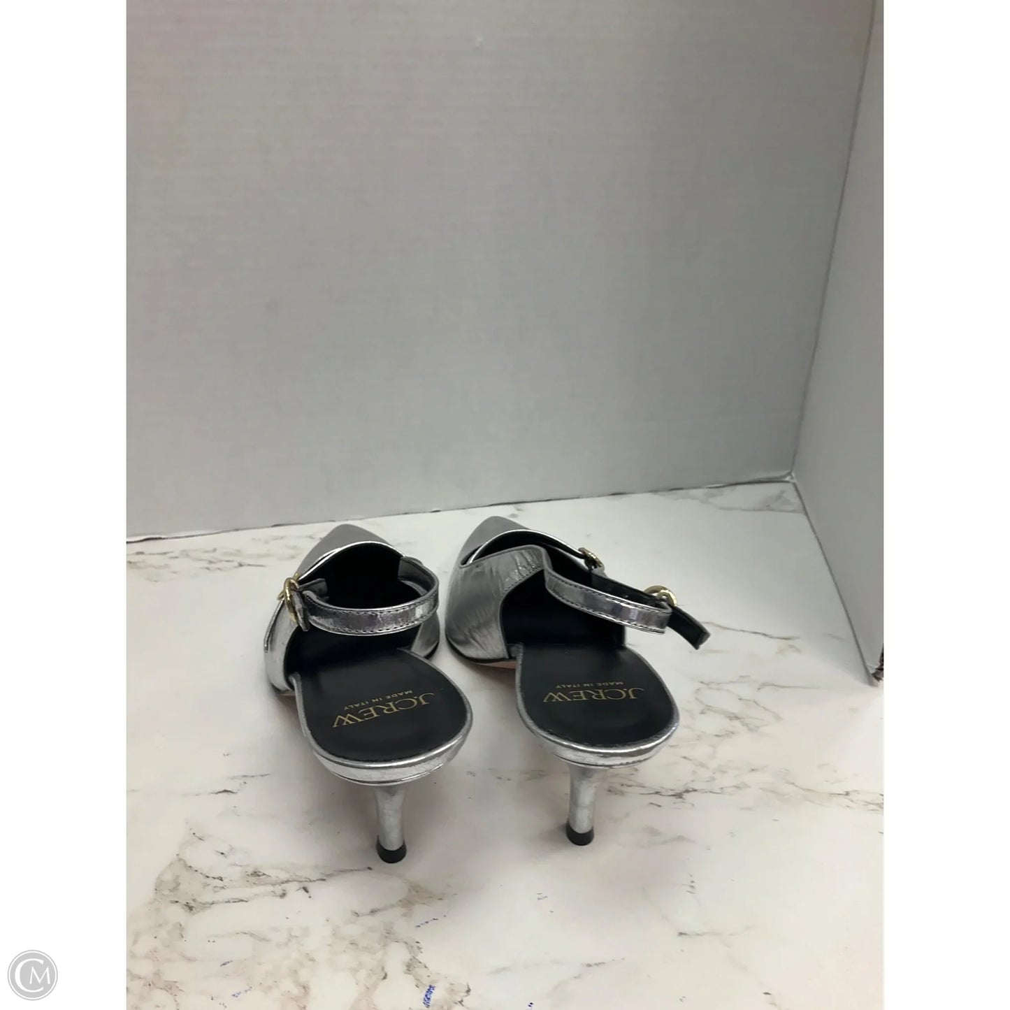 Sandals Heels Kitten By J. Crew In Silver, Size: 7.5
