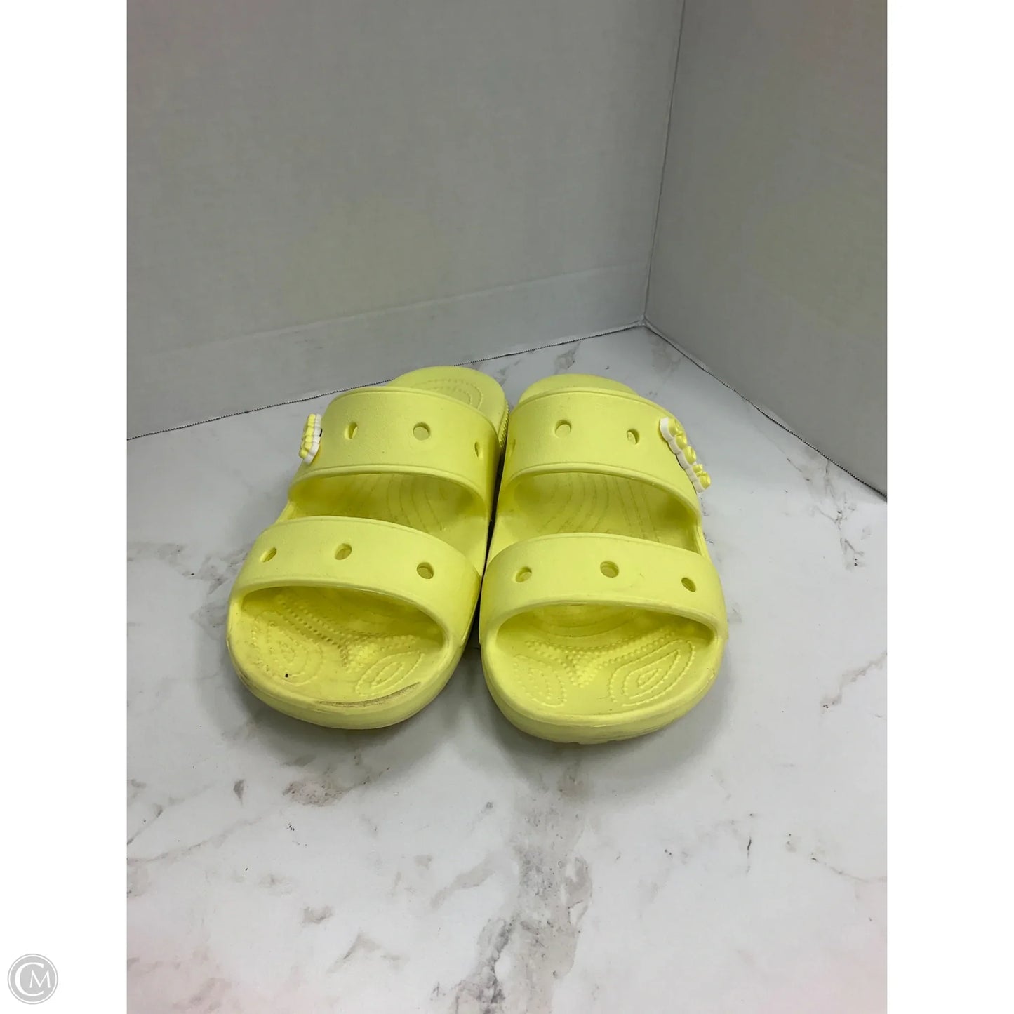 Sandals Flats By Crocs In Yellow, Size: 7