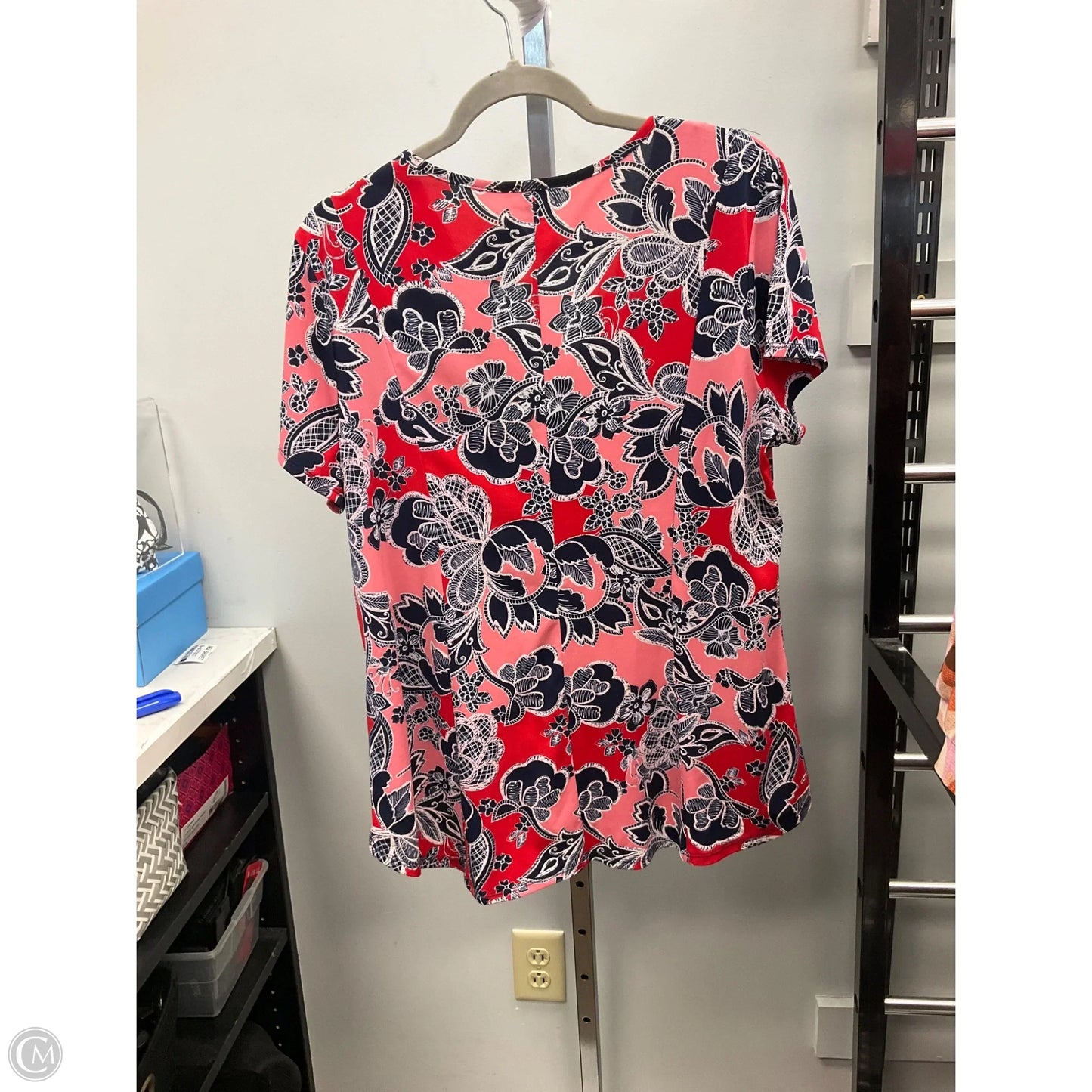 Top Short Sleeve By Sami & Jo In Blue & Red & White, Size: Xlp