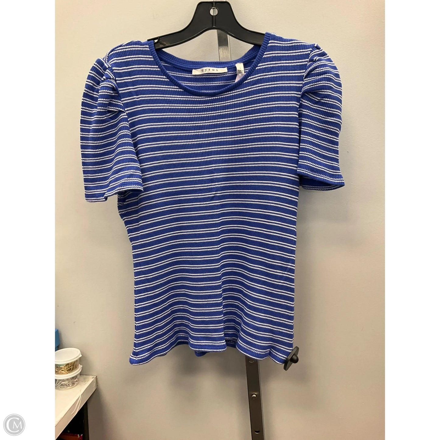 Top Short Sleeve By Cyrus In Blue, Size: L
