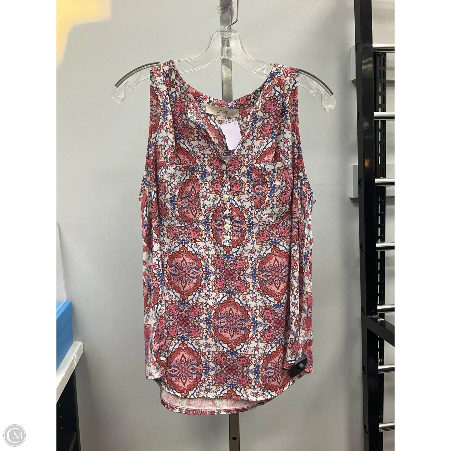 Top Sleeveless By Loft In Floral Print, Size: L