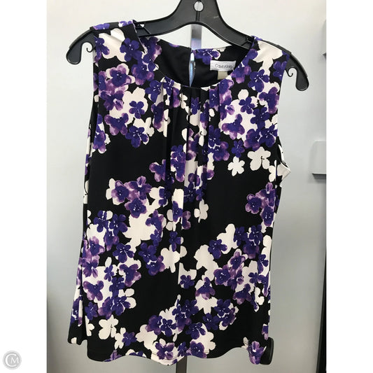 Top Sleeveless By Calvin Klein In Floral Print, Size: Lp