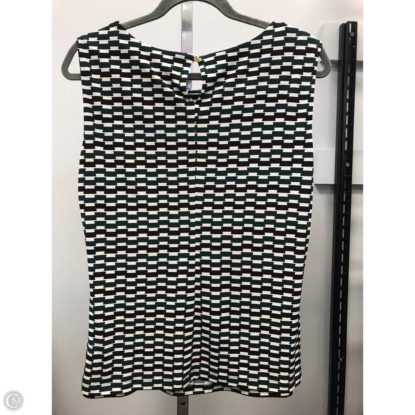 Top Sleeveless By Calvin Klein In Black & Green, Size: L