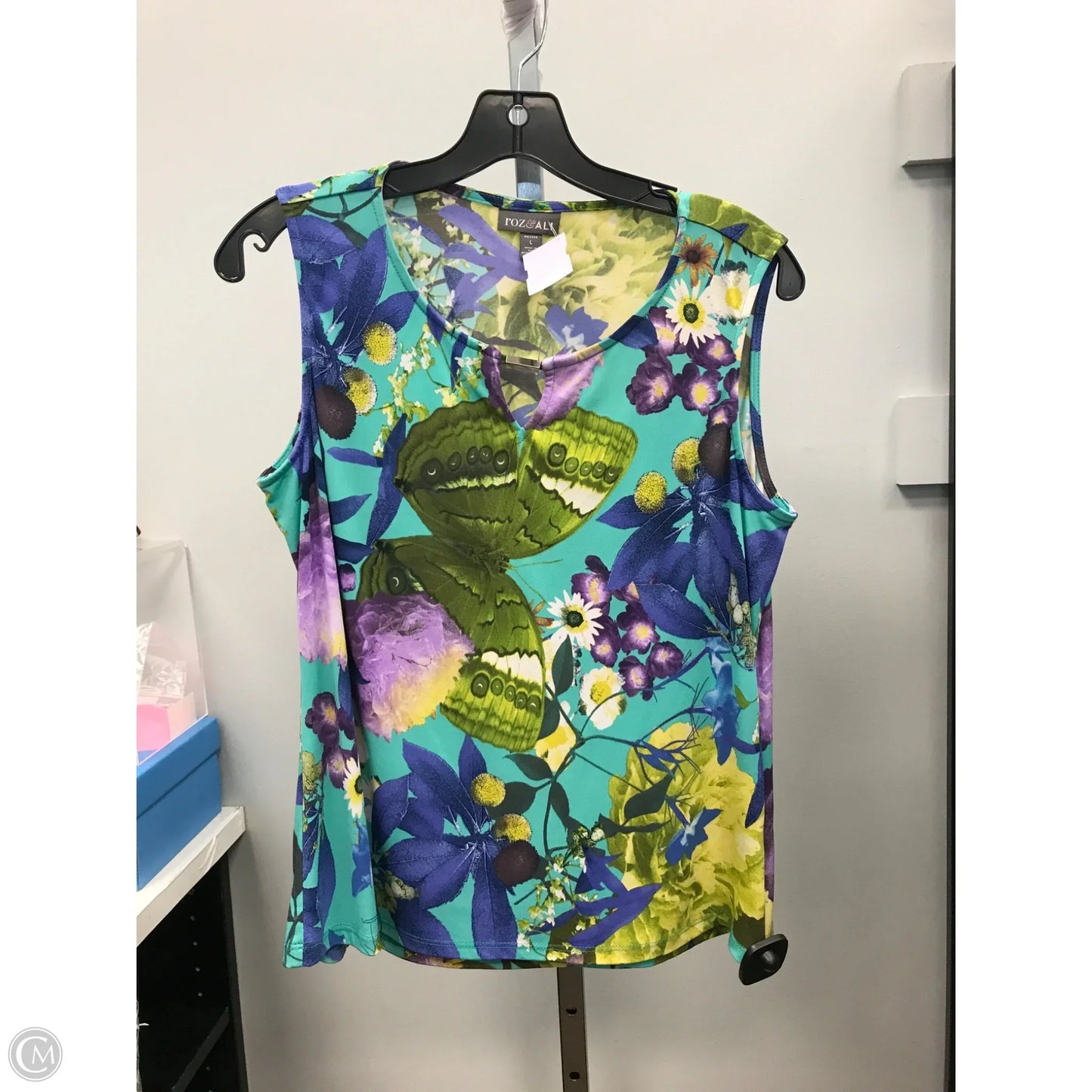 Top Sleeveless By Roz And Ali In Floral Print, Size: Lp