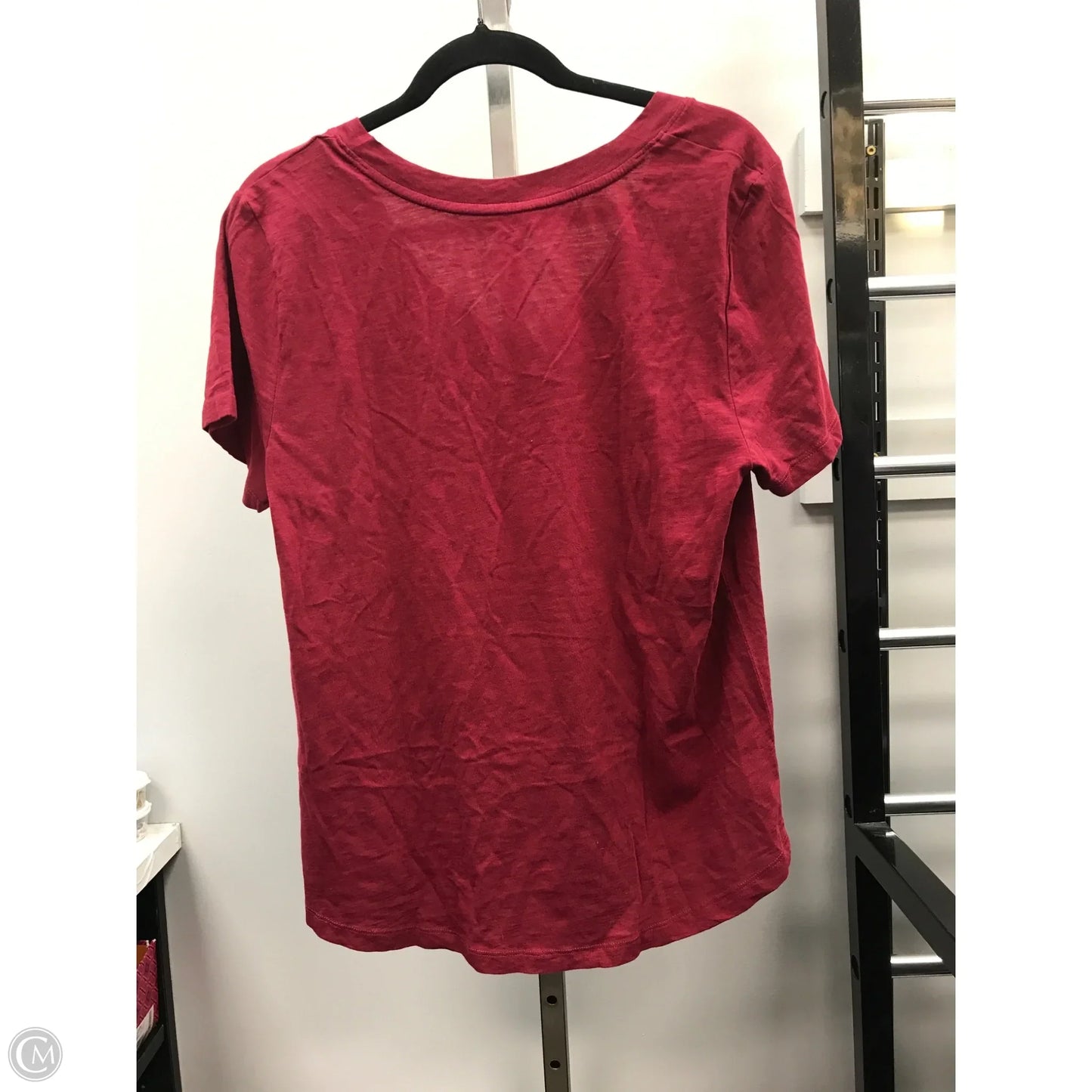 Top Short Sleeve Basic By Loft In Maroon, Size: L