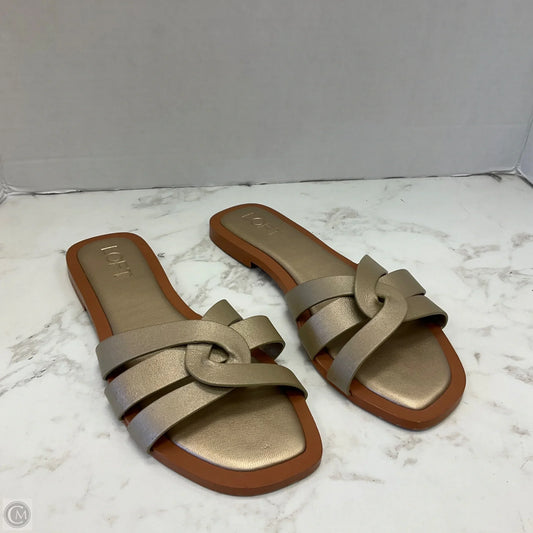 Sandals Flats By Loft In Gold, Size: 6.5