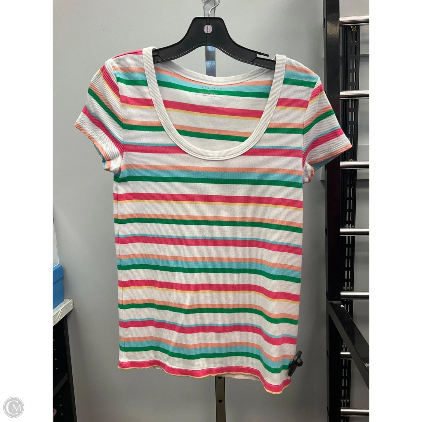 Top Short Sleeve By Talbots In Striped Pattern, Size: L