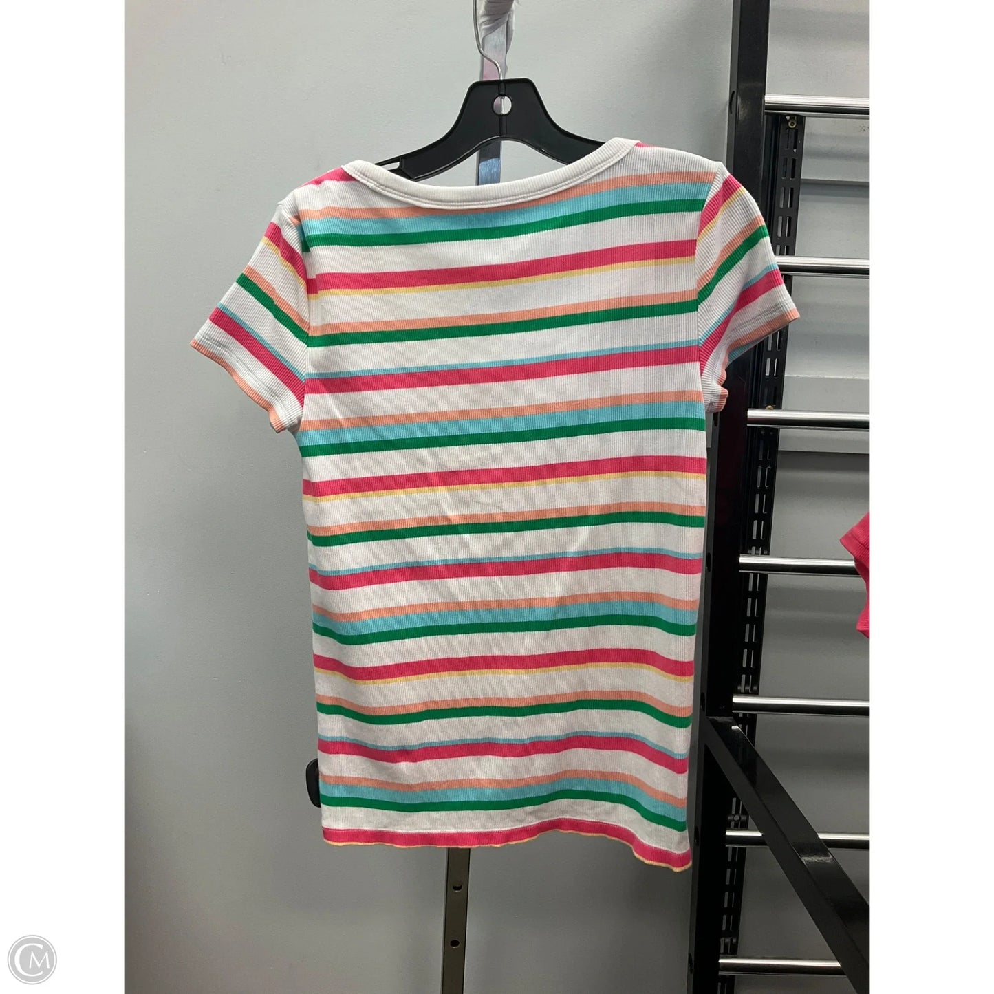 Top Short Sleeve By Talbots In Striped Pattern, Size: L