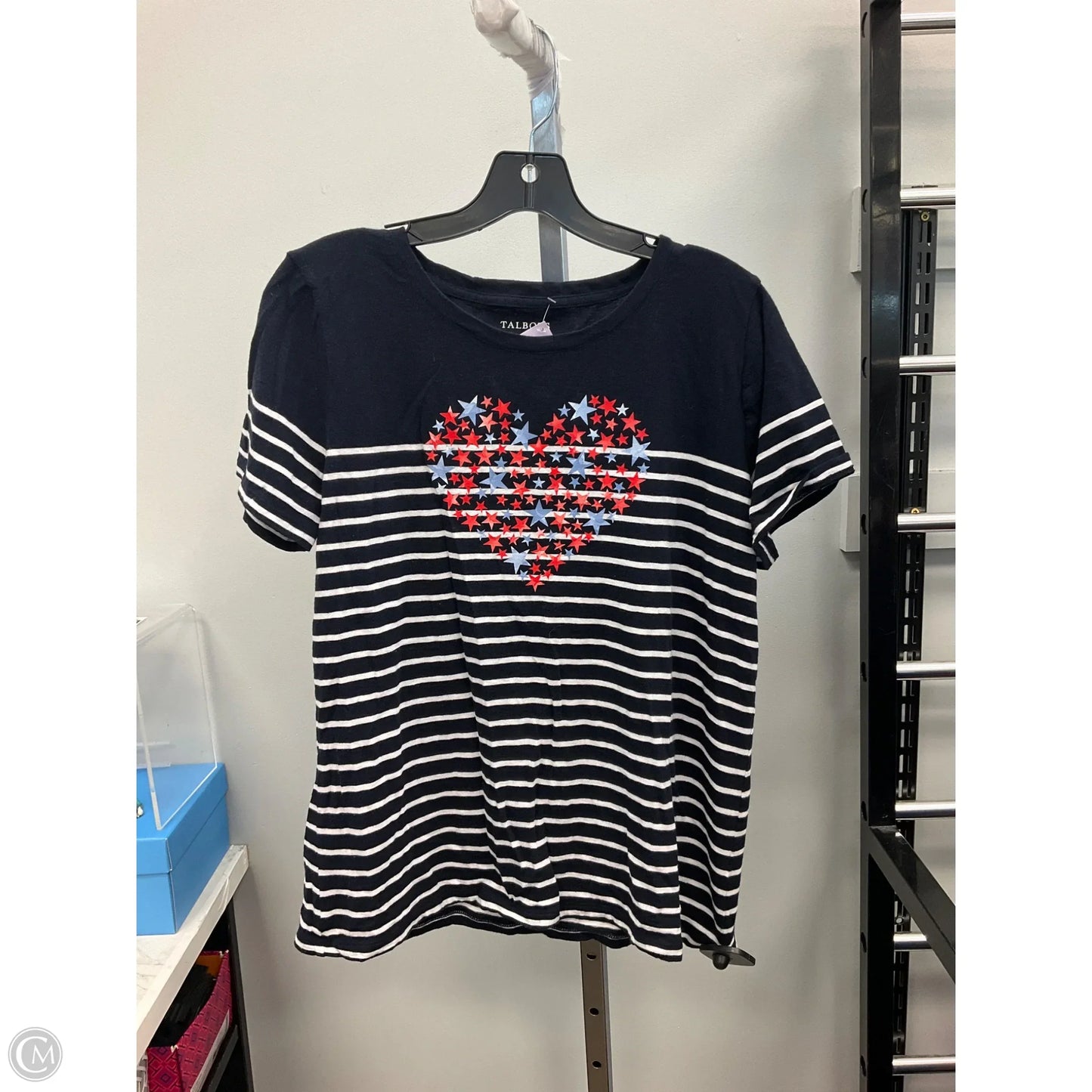 Top Short Sleeve By Talbots In Navy, Size: L
