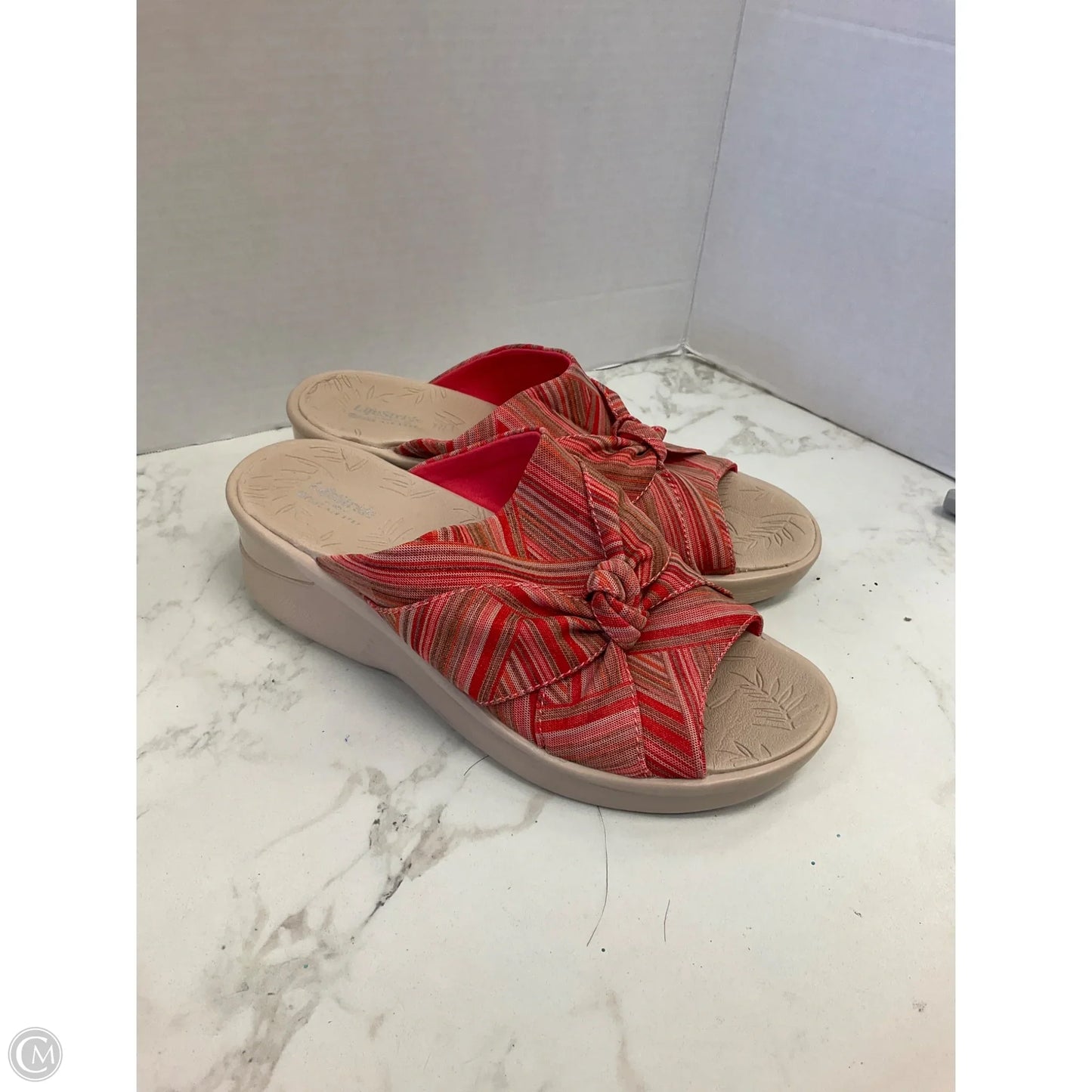 Sandals Heels Wedge By Life Stride In Orange, Size: 8
