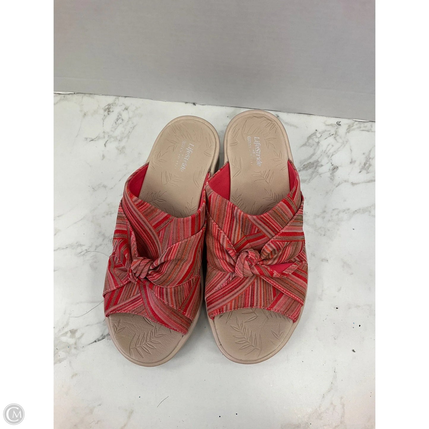 Sandals Heels Wedge By Life Stride In Orange, Size: 8
