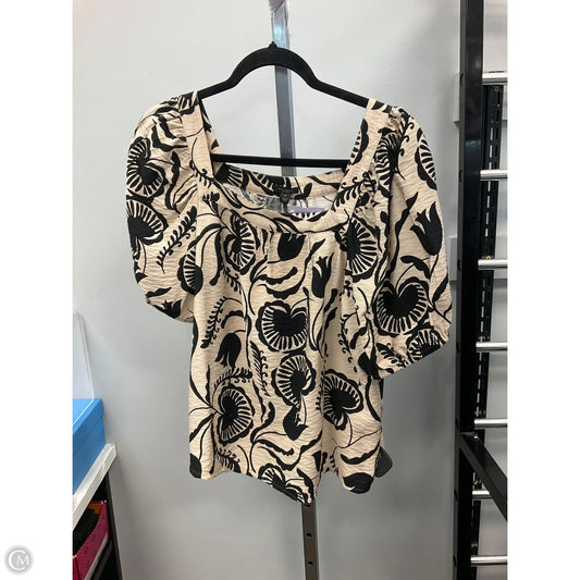 Top Short Sleeve By Ann Taylor In Black & Cream, Size: M